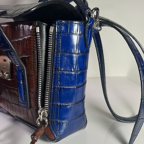 3.1 Phillip Lim Navy, Brown & Black Embossed Leather Mini Pashli - Picture 7 of 8